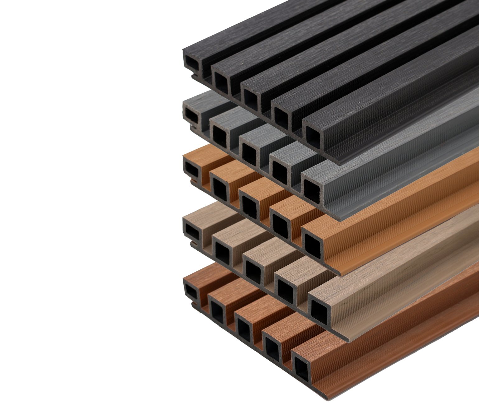ScenicLiving Slatted Composite Cladding

Warranty: 25 years

Colours: Ebony Black, Anthracite, Classic Oak, Clay Beige, Oak&nbsp;

Cladding Module Dimensions: D 26mm x W 197.5mm x L 2500/3600mm (finished face 186mm) &nbsp;

Cladding Pattern: 5 x 25mm battens with 12mm gaps&nbsp;

Accessories: Colour-Coded Finishing Flat Trim, Cladding Angle Trim; Slatted Corner Trim; Slatted End Trim, Screws and Wood Screws
