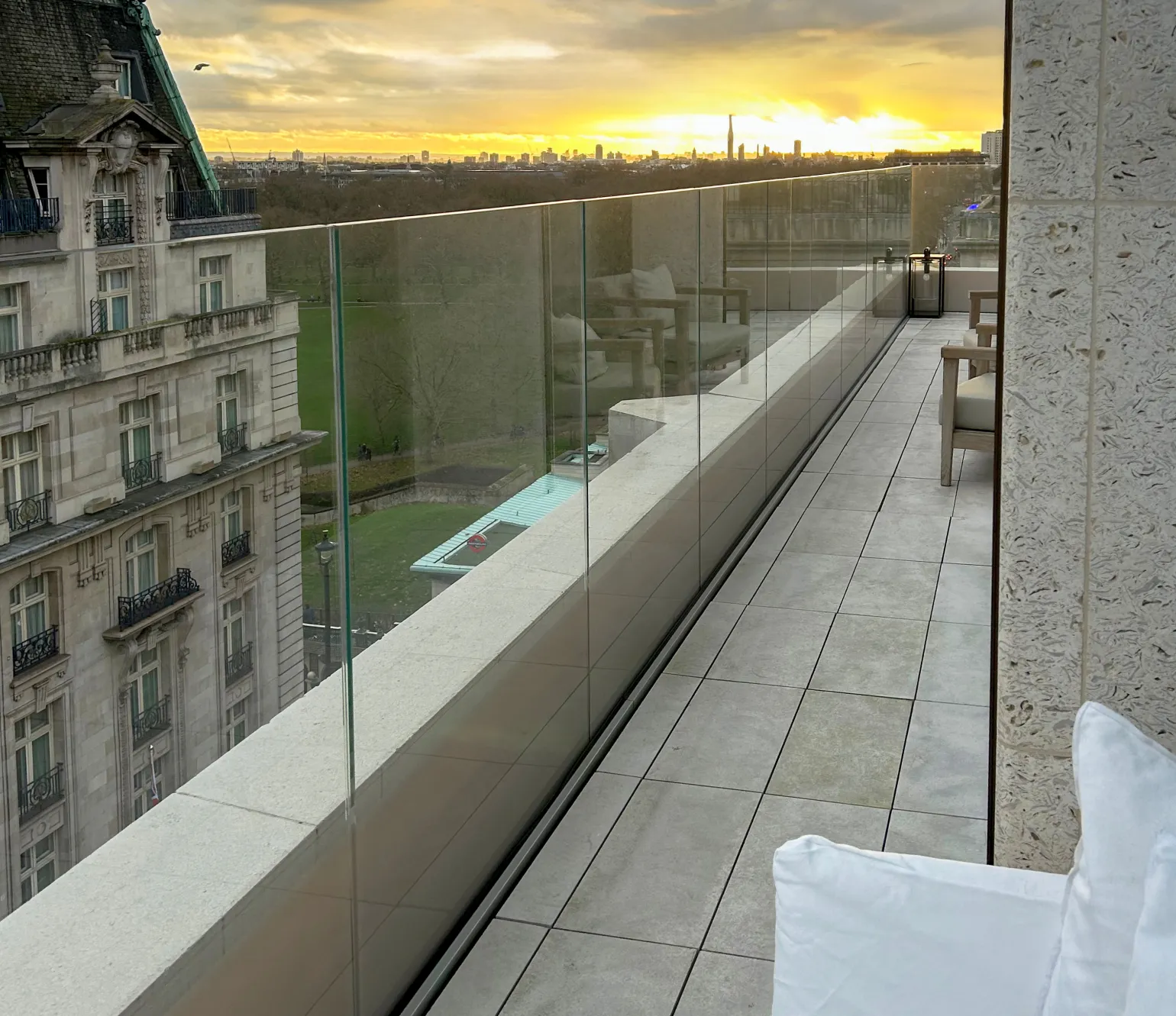 The glass balustrade enables guests of the penthouse suites to safely enjoy unobstructed views from the luxury of their surroundings, with some suites looking out over nearby Green Park.  

This project exemplifies how architectural design and precise product engineering can come together to create light, inspiring spaces that are compliant with all necessary safety regulations.  

An elegant frameless glass safety barrier was the perfect solution for this 5-star hotel which promises the ultimate end-to-end guest experience.

To discuss your project requirements or enquire about our range, contact the BM Architectural team today on 0114 254 3226.