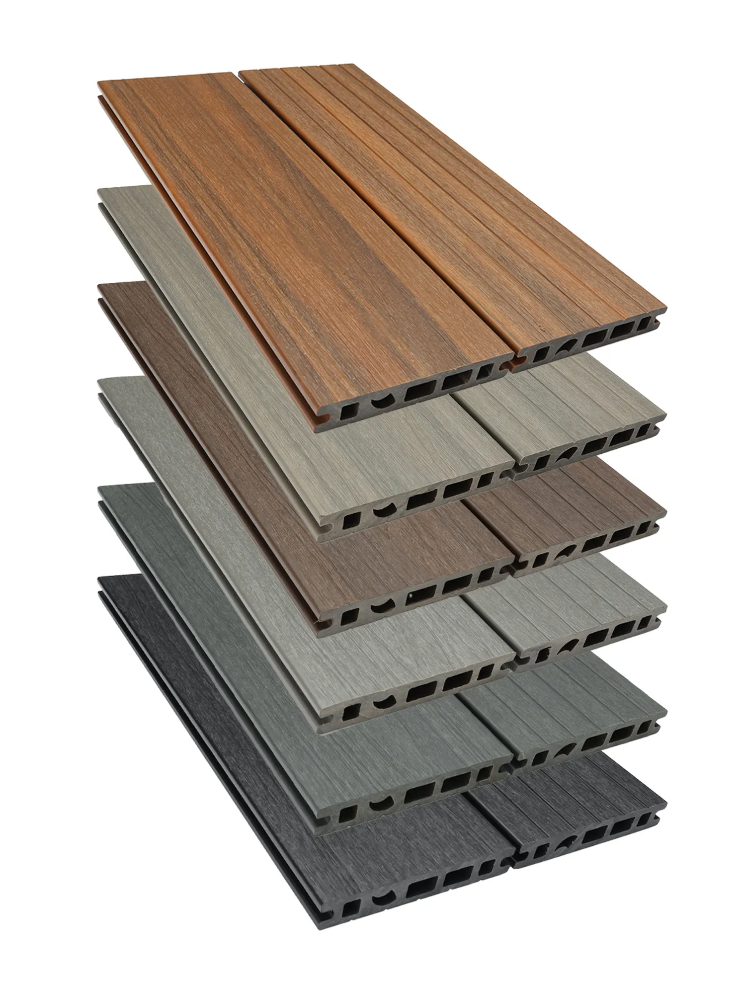 Ecoscape Forma from BM Architectural

Forma composite decking boards are a premium capped composite decking system. They feature a 1mm capping of durable HDPE wrapped around the board, making these boards more resistant to fading, scratching and staining. They are manufactured from 95% reclaimed hardwood fibres and recycled HDPE plastic, and mimic the non-uniformity of natural timber. With a wood grain look on one side and wide grooves on the reverse, the boards offer a choice of two finishes.

Warranty: 25 years

Colours: Silver Birch, Flint, Argent, Midnight, Spiced Oak, Havana
Board Dimensions: D 25mm x W 150mm x L 3000mm (Once installed with the 5mm T-clip, the coverage of the board is 155mm)

Accessories: Hidden T-clips and screws; Locking clips and screws; Single-sided start/end clips; Colour-coded screws; Flat Decking Trim (150mm x 10mm x 3000mm); Angle Decking Trim (40mm x 40mm x 3000mm); Solid Edge Board (150mm x 25mm x 3000mm)
